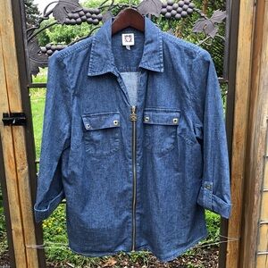 Anne Klein blue mostly cotton jacket/shirt size L